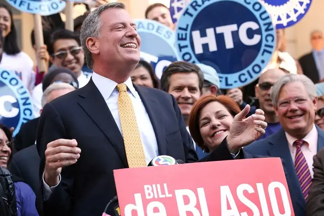 Bill de Blasio after being endorsed by rival Christine Quinn